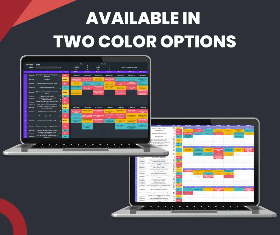 monthy planner two color options