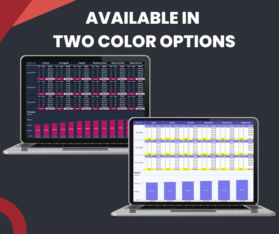 workout planner - two color options